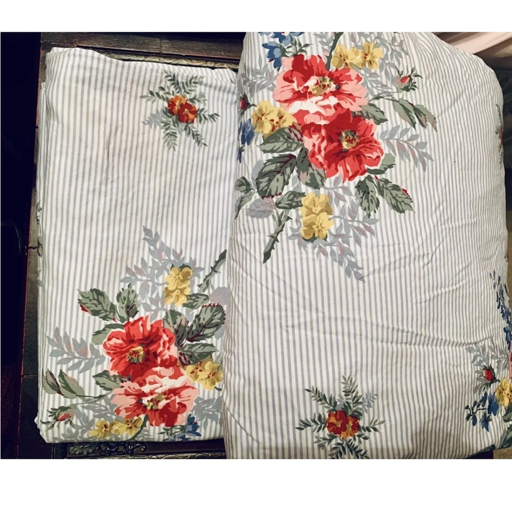 Vintage Ralph Lauren Chaps 100% Cotton Nantucket KING Fitted & Flat Sheet SET